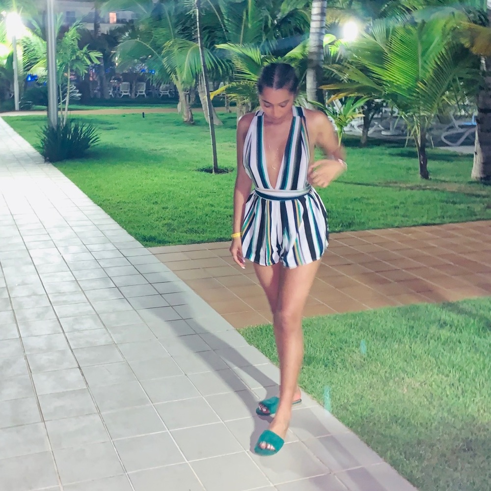 PrettyLittleThing Stripe Romper